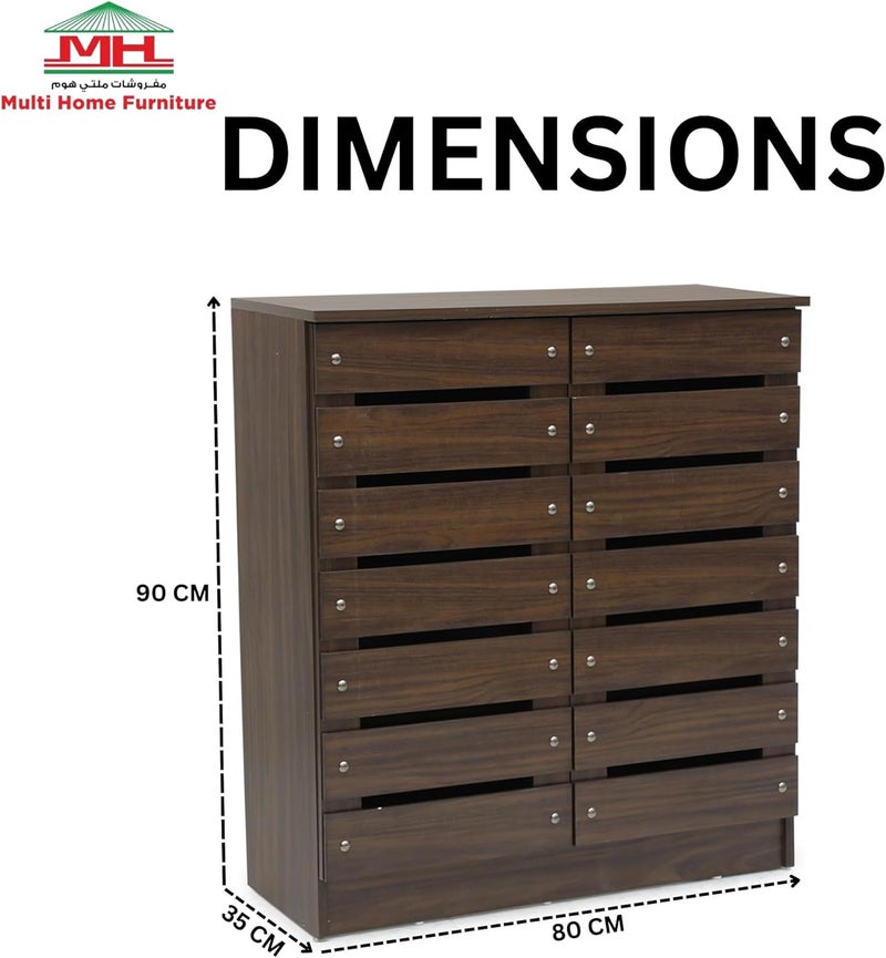 Multi Home Furniture رف أحذية خشبي من البلوط - منظم أحذية ذو بابين مع غطاء مضاد للغبار - Image 3